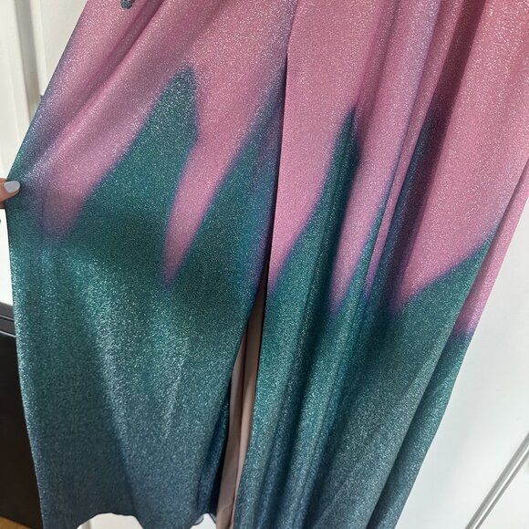 NWT PatBO Cut-out Plunge Maxi Dress Ombre Glitter Lurex Stretch Front Slit Sz 6 - Picture 7 of 12